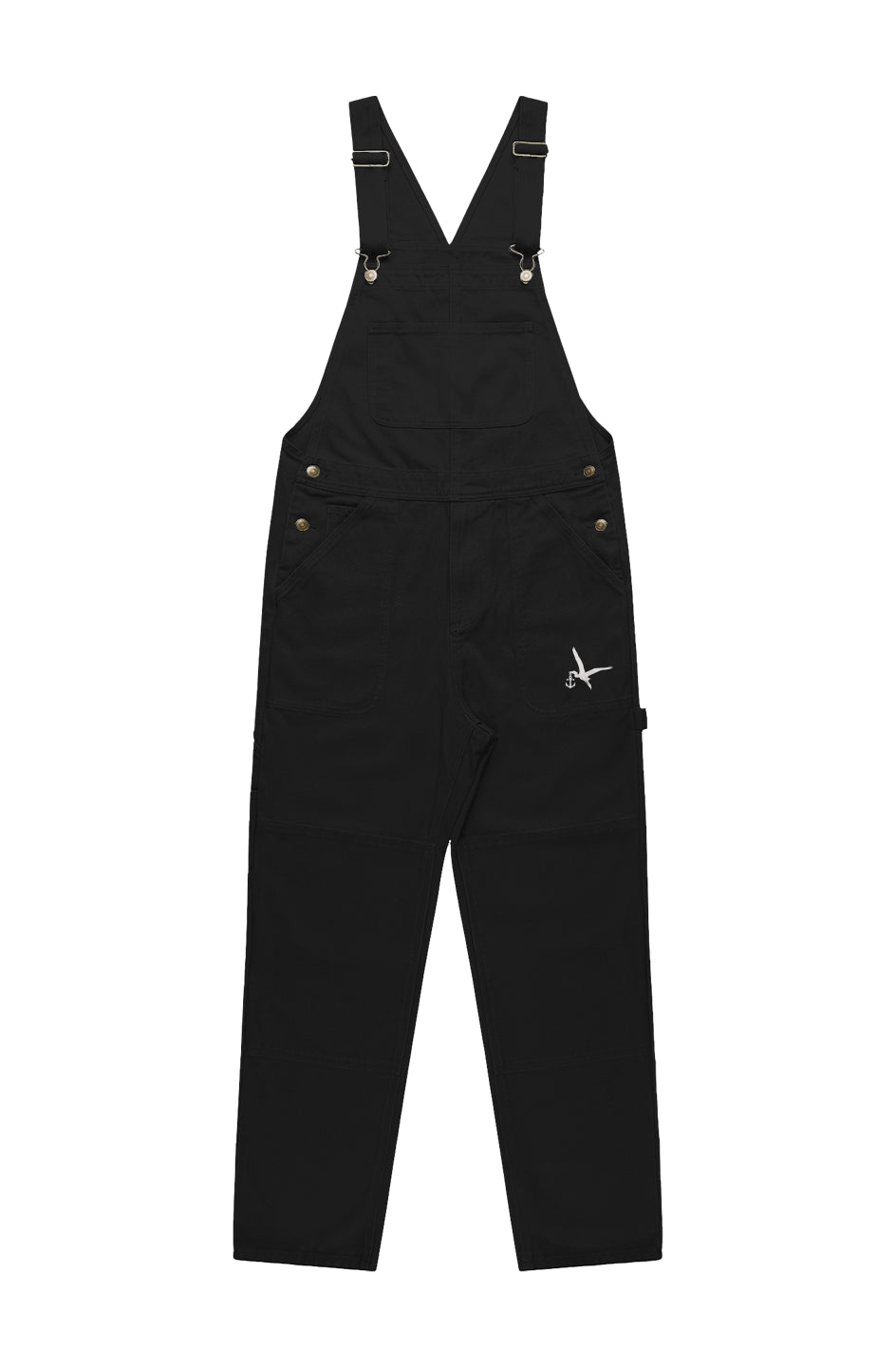 stork embroidery canvas overalls